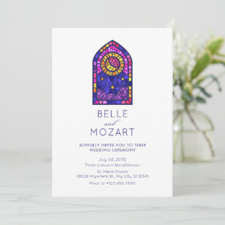 Maan ster mozaïek raam glas bruiloft ceremonie kaart