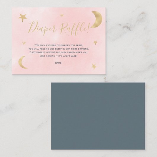 Maan ster roze typografie luier loterij informatiekaartje (Voorkant / Achterkant)