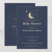 Maan & Sterren Baby Shower Uitnodiging (Voorkant / Achterkant)