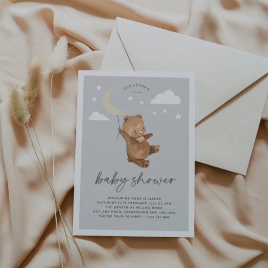 Maan Sterren Beer Baby Shower Uitnodiging 