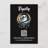 Maan sterren blauw goud QR code register luna 3.5x Informatiekaartje (Voorkant)