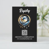 Maan sterren blauw goud QR code register luna 3.5x Informatiekaartje (Staand voorkant)