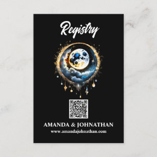 Maan sterren blauw goud QR code register luna 3.5x Informatiekaartje