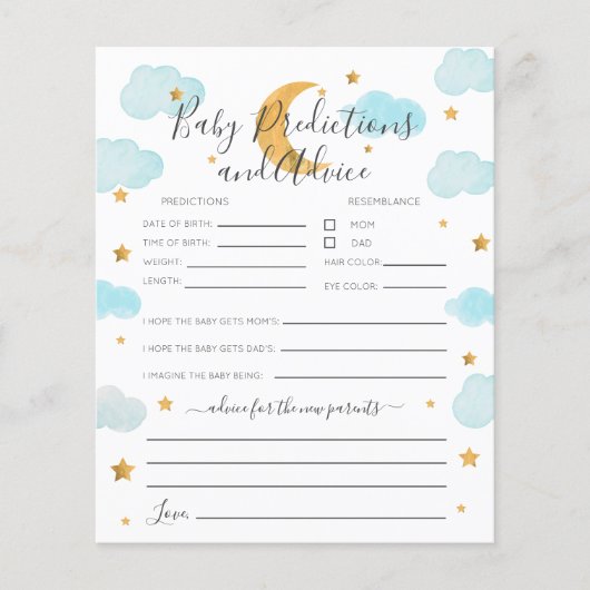 Maan & Sterren Blauwe Baby Voorspellingen en Advie (Voorkant)