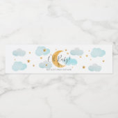 Maan & sterren blauwe wolken waterfles etiket (Enkel label)