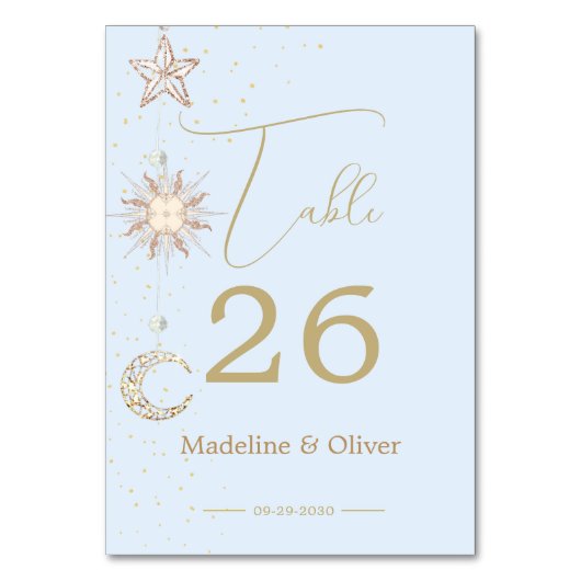 Maan Sterren Celestial Sky Bruiloft Elegant Kaart (Achterkant)