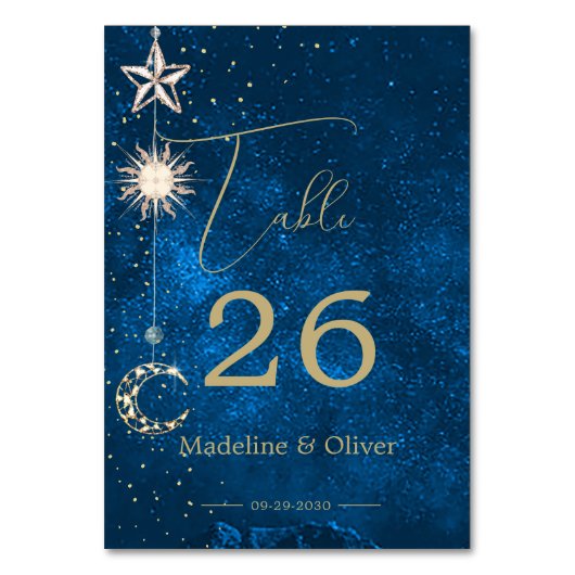 Maan Sterren Celestial Sky Bruiloft Elegant Kaart (Voorkant)