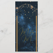 Maan Sterren Celestial Sky Modern Elegant Bruiloft Programmakaart (Achterkant)