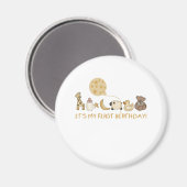 Maan, sterren en dieren Eerste verjaardag Magneet (Voorkant / Achterkant)
