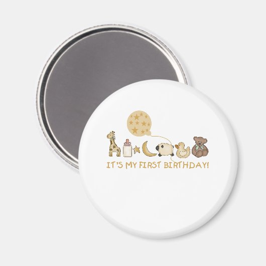 Maan, sterren en dieren Eerste verjaardag Magneet (Voorkant / Achterkant)