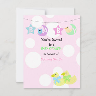 Maan, Sterren en Eenden Baby Shower Uitnodiging