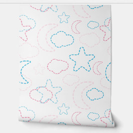 Maan, sterren en wolken behang