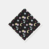 Maan, sterren en wolken Patroon op zwart Servet (Hoek)