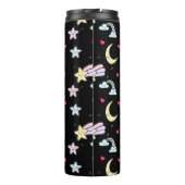 Maan, sterren en wolken Patroon op zwart Thermosbeker (Achterkant)