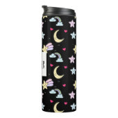 Maan, sterren en wolken Patroon op zwart Thermosbeker (Geroteerd rechts)