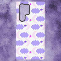 Maan, sterren en wolken Patroon Roze en Paarse