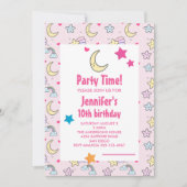 Maan, sterren en wolken Patroon Verjaardagsfeest Kaart (Voorkant)