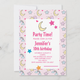 Maan, sterren en wolken Patroon Verjaardagsfeest Kaart