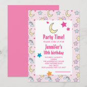 Maan, sterren en wolken Patroon Verjaardagsfeest Kaart (Voorkant / Achterkant)