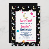 Maan, sterren en wolken Patroon Zwart Verjaardagsf Kaart (Voorkant / Achterkant)