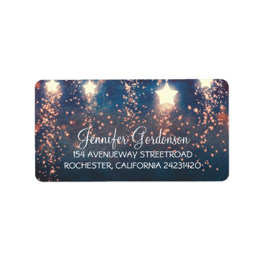 Maan Sterren Glitter Bruiloft Etiket (Voorkant)