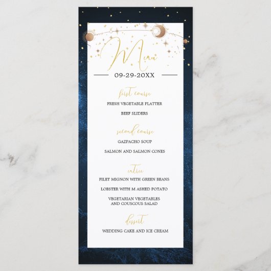 Maan Sterren Hemel Moderne Elegante Trouw Programmakaart (Voorkant)