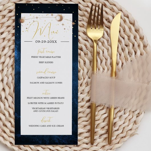 Maan Sterren Hemel Moderne Elegante Trouw Programmakaart