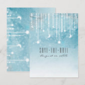 Maan & Sterren Hemelsblauw Modern Uitnodigen Aankondigingskaart (Voorkant / Achterkant)