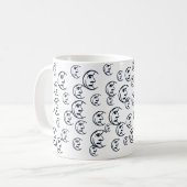 Maan, Sterren, hemelsblauw wit patroon Koffiemok (Voorkant links)