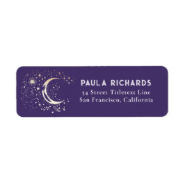 Maan Sterren Hemelse Mystieke Nacht Hemel Paarse Etiket