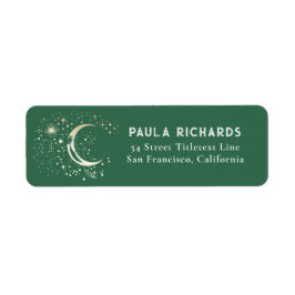 Maan Sterren Hemelse Mystieke Nacht Sky Green Etiket
