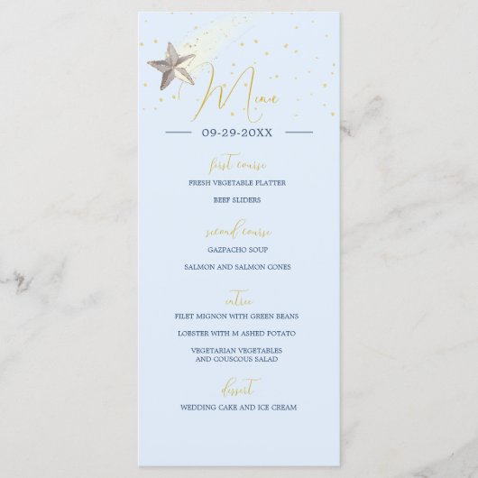 Maan Sterren Hemelse Nacht Elegant Bruiloft Menu (Voorkant)