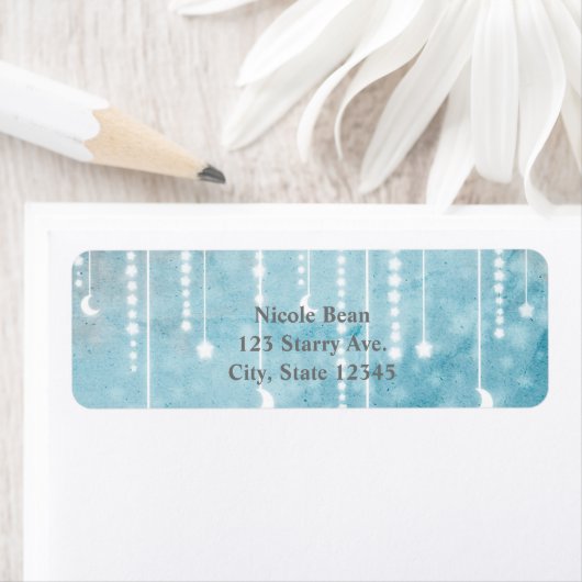 Maan & Sterren Hemelse Uitnodiging Adresetiketten Etiket (Insitu)