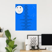 Maan Sterren Leuk Kinderrijm Groot Poster (Thuiskantoor)