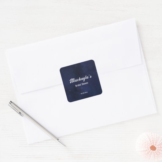 Maan Sterren & Lichtslingers Bruidsfeest Vierkante Sticker (Envelop)