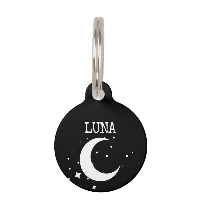 Maan Sterren Luna Huisdierpenning (Voorkant)