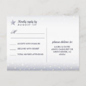 Maan & Sterren Marine Blauw Goud Wit Matching RSVP Uitnodiging Briefkaart (Achterkant)