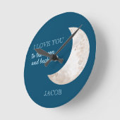 Maan Sterren Marineblauw Witte Babykamer Naam Ronde Klok (Hoek)