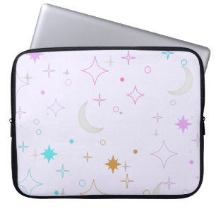 Maan & Sterren  Minimalistische Lavendel Laptop Sleeve