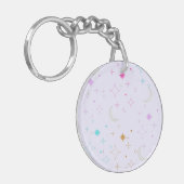 Maan & Sterren Minimalistische Lavendel Sleutelhanger (Voorkant Links)