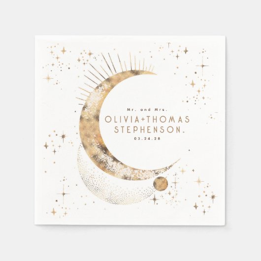 Maan Sterren Nachtlucht Mystieke Romantische Serve Servet (Voorkant)