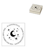 Maan & Sterren | Ronde familienaam Retouradres Rubberstempel (Gestempeld)