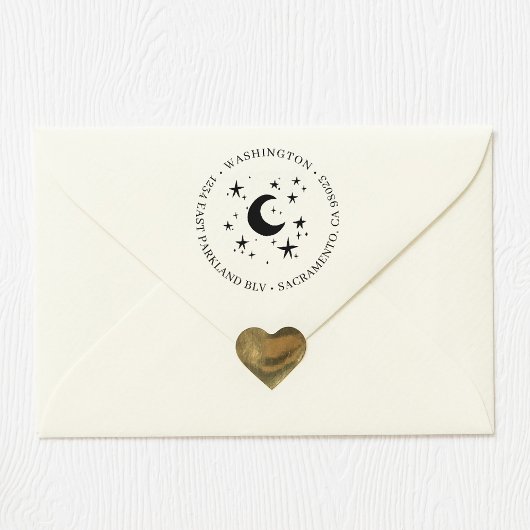 Maan & Sterren | Ronde familienaam Retouradres Rubberstempel