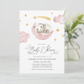 Maan & Sterren Roze Baby Dieren Meisje Baby Shower Kaart (Staand voorkant)