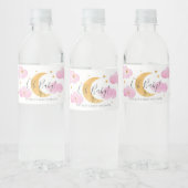 Maan & Sterren Roze Waterlabel Waterfles Etiket (Flessen)