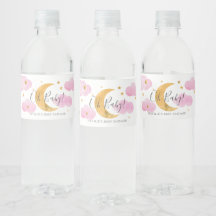 Maan & Sterren Roze Waterlabel