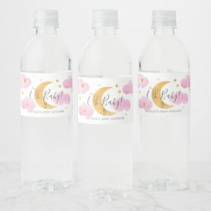 Maan & Sterren Roze Waterlabel Waterfles Etiket