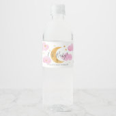 Maan & Sterren Roze Waterlabel Waterfles Etiket (Voorkant)