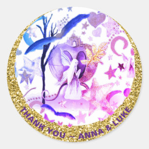 *~* Maan Sterren Sprookjes Glitter Castle Ronde Sticker