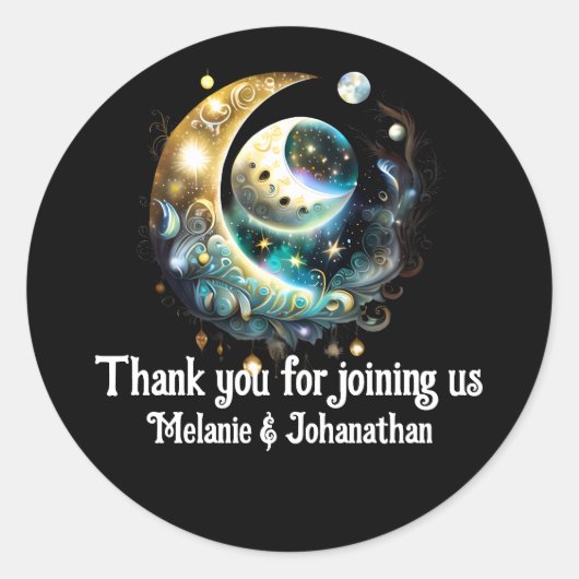 Maan sterren sterrenhemel heks fasen chic ronde sticker (Voorkant)